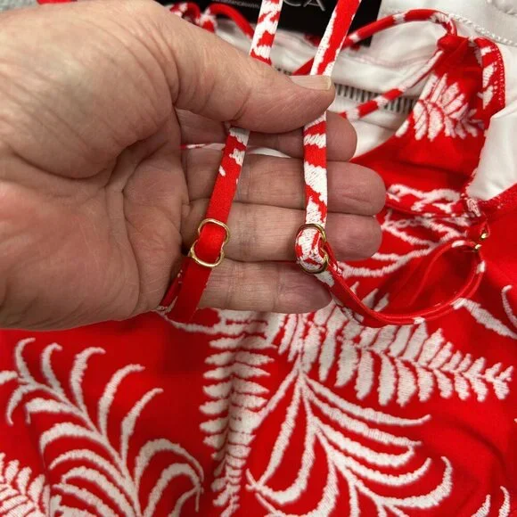 La Blanca NWT Orange White Tropical Floral One-Piece Swimsuit Size 6 - Picture 6 of 8